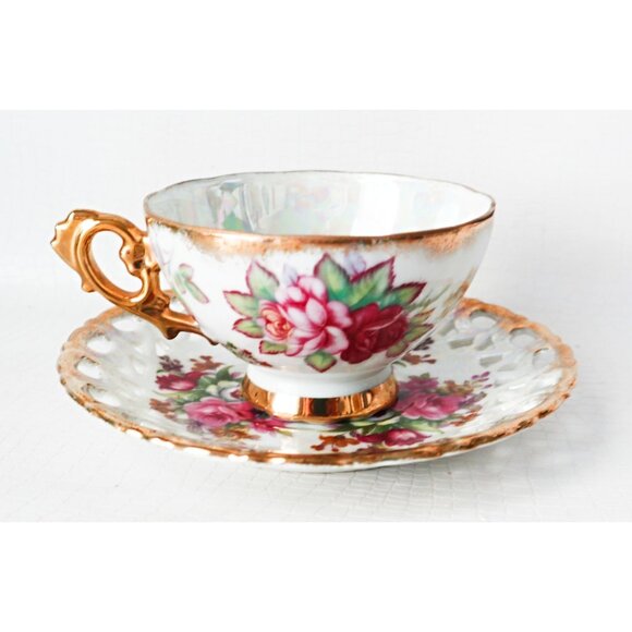 Vintage Lusterware Tea Cup and Saucer Teacup Japan  Bone China - Picture 2 of 6